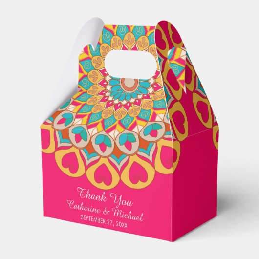 Kleurrijke etnische Mandala Bold & Heldere Bruilof Bedankdoosjes (Voorkant Zijde)