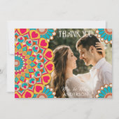 Kleurrijke etnische Mandala Bold & Heldere Bruilof Bedankkaart (Voorkant)