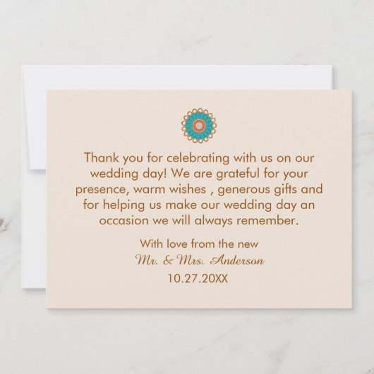 Kleurrijke etnische Mandala Bold & Heldere Bruilof Bedankkaart (Achterkant)