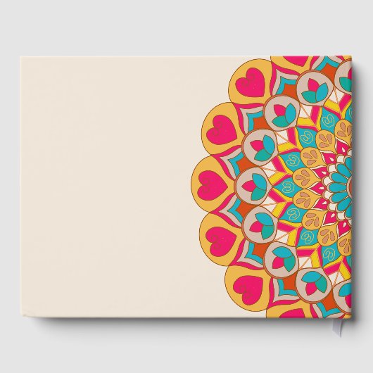 Kleurrijke etnische Mandala Bold & Heldere Bruilof Gastenboek (Achterkant)