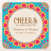 Kleurrijke etnische Mandala Bold & Heldere Bruilof Kartonnen Onderzetters (Voorkant)