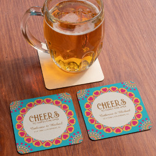 Kleurrijke etnische Mandala Bold & Heldere Bruilof Kartonnen Onderzetters