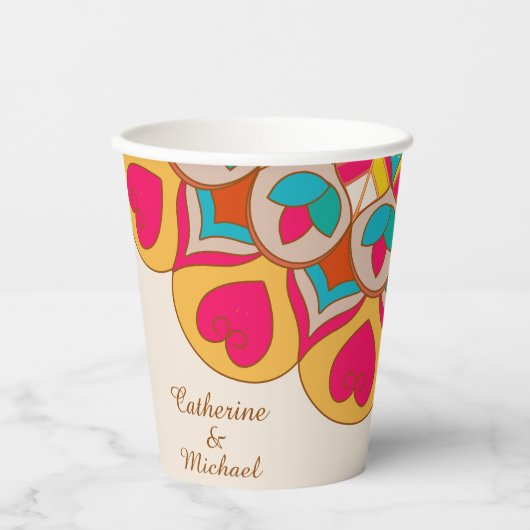 Kleurrijke etnische Mandala Bold & Heldere Bruilof Papieren Bekers (Voorkant)