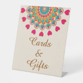 Kleurrijke etnische Mandala Bold & Heldere Bruilof Reclamebord Met Voetstuk (Voorkant)