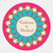 Kleurrijke etnische Mandala Bold & Heldere Bruilof Ronde Sticker (Voorkant)