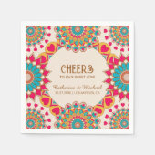 Kleurrijke etnische Mandala Bold & Heldere Bruilof Servet (Voorkant)