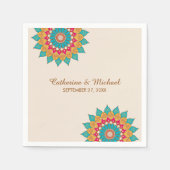 Kleurrijke etnische Mandala Bold & Heldere Bruilof Servet (Voorkant)