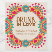 Kleurrijke etnische Mandala Bold & Heldere Bruilof Wijn Etiket (Enkel label)