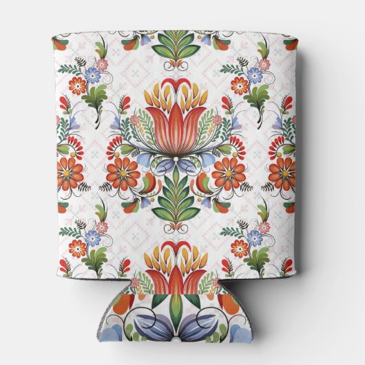 Kleurrijke etnische Petrykivka: Oekraïense bloemen Blikjeskoeler (Achterkant)