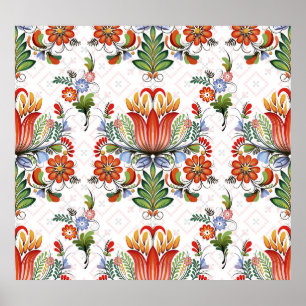 Kleurrijke etnische Petrykivka: Oekraïense bloemen Poster