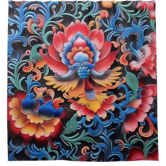 "Kleurrijke etnische print douchegordijn" Douchegordijn (Voorkant)