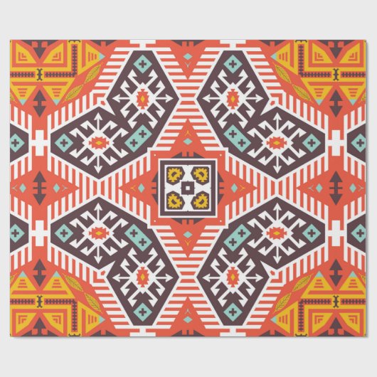 Kleurrijke etnische stammen naadloos patroon cadeaupapier (Vlak)