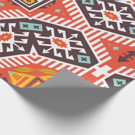 Kleurrijke etnische stammen naadloos patroon cadeaupapier (Hoek)