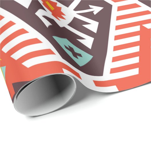 Kleurrijke etnische stammen naadloos patroon cadeaupapier (Rol Hoek)