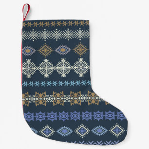 Kleurrijke etnische stammen naadloos patroon kleine kerstsok