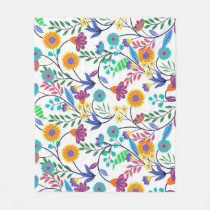 Kleurrijke exotische bloemen achtergrond patroon-2 fleece deken