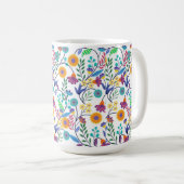 Kleurrijke exotische bloemen achtergrond patroon-2 koffiemok (Voorkant rechts)