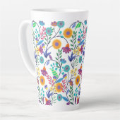 Kleurrijke exotische bloemen achtergrond patroon-2 latte mok (Linkerhoek)