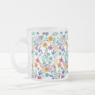 Kleurrijke exotische bloemen achtergrond patroon-2 matglas koffiemok