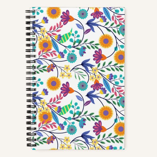 Kleurrijke exotische bloemen achtergrond patroon-2 notitieboek (Voorkant)