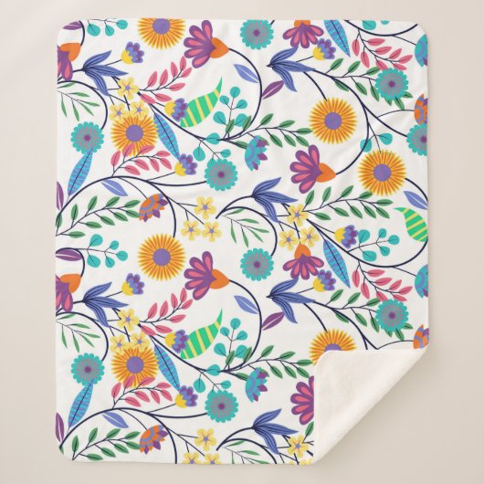 Kleurrijke exotische bloemen achtergrond patroon-2 sherpa deken (Voorkant)