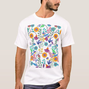 Kleurrijke exotische bloemen achtergrond patroon-2 t-shirt