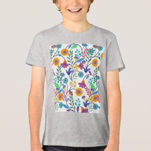 Kleurrijke exotische bloemen achtergrond patroon-2 Tri-Blend shirt