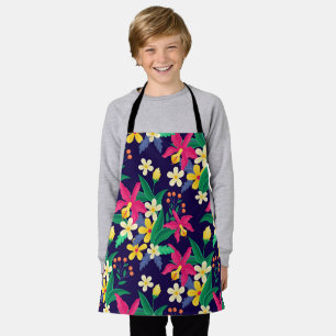 Kleurrijke Exotische Bloemen Bladeren Patroon-2302 Schort