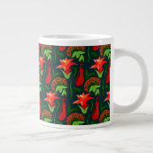 Kleurrijke Exotische Bloemen Bladeren Patroon-2318 Grote Koffiekop (Rechts)