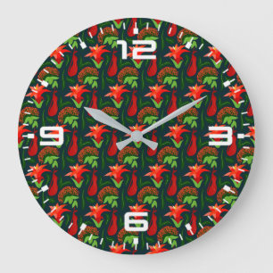 Kleurrijke Exotische Bloemen Bladeren Patroon Grote Klok