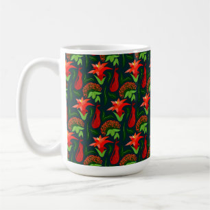 Kleurrijke Exotische Bloemen Bladeren Patroon Koffiemok