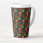 Kleurrijke Exotische Bloemen Bladeren Patroon Latte Mok (Rechterhoek)