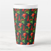 Kleurrijke Exotische Bloemen Bladeren Patroon Latte Mok (Voorkant)