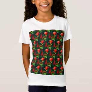 Kleurrijke Exotische Bloemen Bladeren Patroon T-shirt