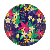 Kleurrijke exotische bloemen en bladeren patroon-5 snijplank (Voorkant)