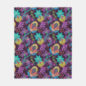 Kleurrijke exotische bloemen glaskralen textuur fleece deken (Voorkant)