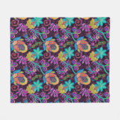 Kleurrijke exotische bloemen glaskralen textuur fleece deken (Voorkant (Horizontaal))