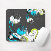 Kleurrijke exotische bloemen grijze achtergrond muismat (Met muis)