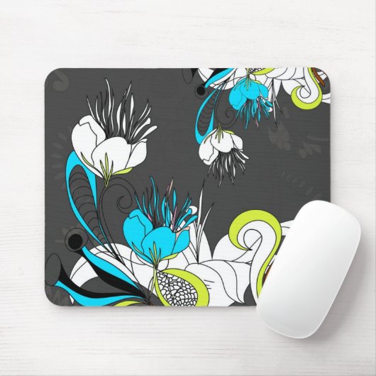 Kleurrijke exotische bloemen grijze achtergrond muismat (Met muis)