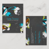 Kleurrijke exotische bloemen grijze achtergrond visitekaartje (Voorkant / Achterkant)