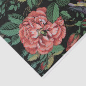 Kleurrijke exotische bloemen & vogel-zwarte achter tissuepapier (Detail)