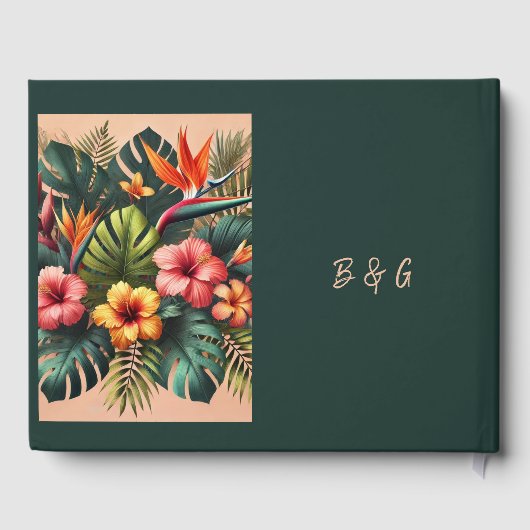 Kleurrijke Exotische Hawaiiaanse Tropische Bruilof Gastenboek (Achterkant)