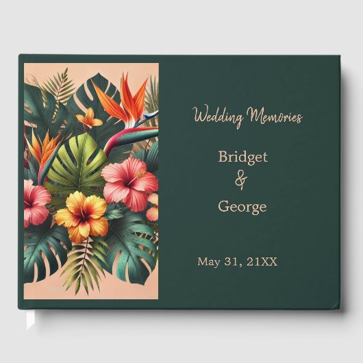 Kleurrijke Exotische Hawaiiaanse Tropische Bruilof Gastenboek (Voorkant)