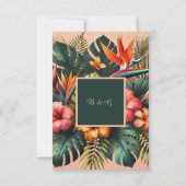 Kleurrijke exotische Hawaiiaanse tropische bruilof RSVP Kaartje (Achterkant)