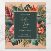Kleurrijke exotische Hawaiiaanse tropische bruilof Wijn Etiket (Enkel label)