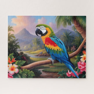 Kleurrijke Exotische Papegaai Vogel op de Tak Legpuzzel