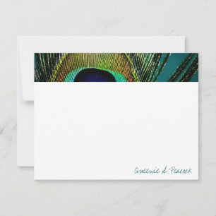 Kleurrijke Exotische Pauwveer Foto Elegant Chic Bedankkaart