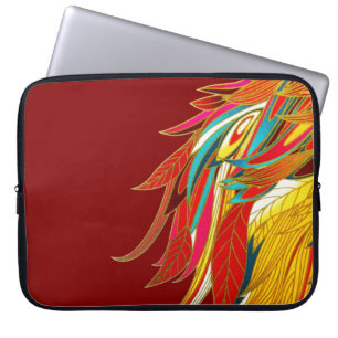 Kleurrijke Exotische Stamveren Rood Laptop Sleeve
