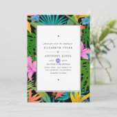 Kleurrijke exotische tropische bruiloft kaart (Staand voorkant)