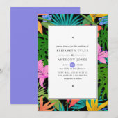 Kleurrijke exotische tropische bruiloft kaart (Voorkant / Achterkant)